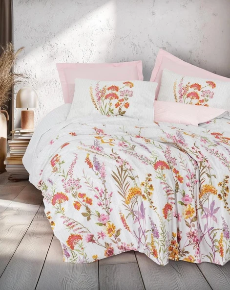 COTTON BOX ÇİFT KİŞİLİK NEVRESİM TAKIMI LİLURA PEMBE ürün görseli 1