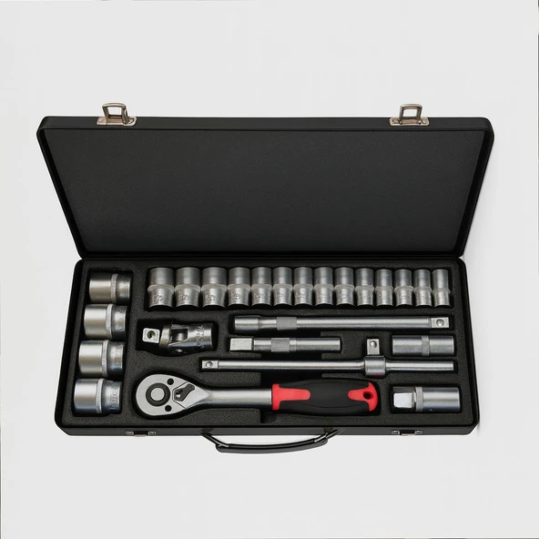 Lokma Seti 1/2" CR-V Çelik 26 Parça Profesyonel Tamir Bakım Lokma Anahtar Ucu Çok Amaçlı Set ürün görseli