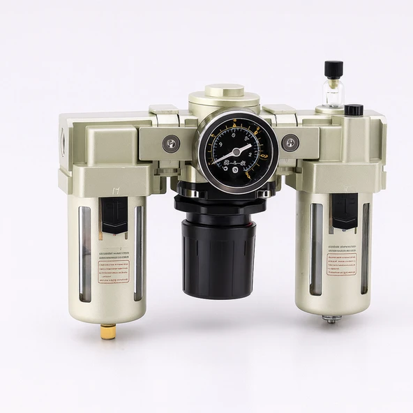 Yüksek Kapasite Üçlü Şartlandırıcı 1/2'' Pnömatik Hava Filtre Regülatör Yağlayıcı FRL Seti Kompresör - Resim 2