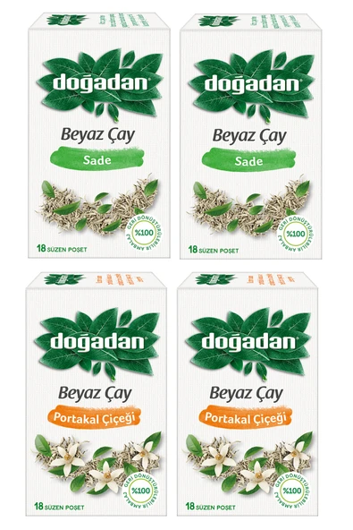 Doğadan Beyaz Çay Sade & Portakal Çiçeği 18'li x 4 Adet ürün görseli