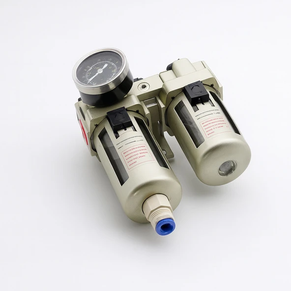 Yüksek Kapasite İkili Şartlandırıcı 1/2'' Pnömatik Hava Filtre Regülatör Yağlayıcı FRL Seti Kompresör - Resim 3