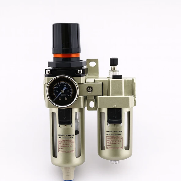 Yüksek Kapasite İkili Şartlandırıcı 1/2'' Pnömatik Hava Filtre Regülatör Yağlayıcı FRL Seti Kompresör ürün görseli