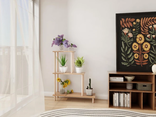 Yaren Çiçeklik Asklık-Saksılık Standı Marbellakiraz-Beyaz Renk ürün görseli 1