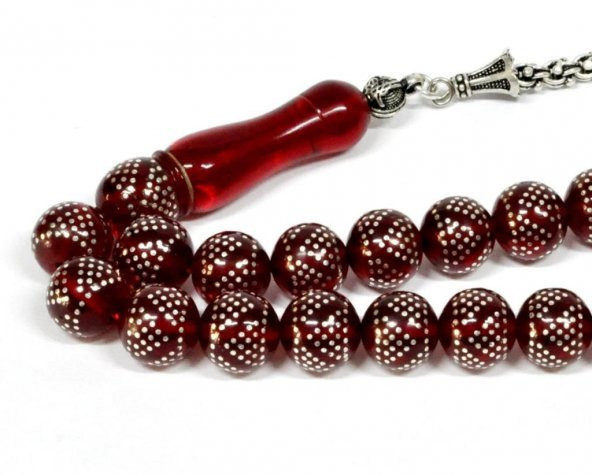 Tesbihci Dayı  Ateş Kehribar Tesbih Gümüş Çakımlı (Khr -10774) - 3