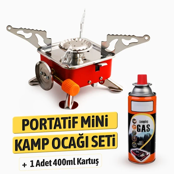 Mini Portatif Kamp Ocağı Taşınabilir Tek Gözlü Kırmızı Renk Kartuşlu Manyeto Çakmaklı Piknik Ocak - Resim 10