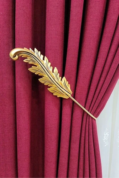MMTHOME Fon Perde Toplayıcı Yaprak Renso 2 Adet 1sağ-1sol Gold ürün görseli 1