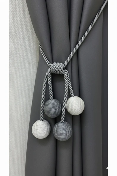 MMTHOME Modern Sarım 4 Toplu Braçol Kornişe Takmatik Ipli Tavan Perde Aksesuarı Antrasit&Gri ürün görseli 1