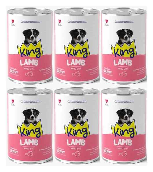 King Et Parçacıklı Kuzu Etli Yavru Köpek Konserve 400 Gr*6 ADET ürün görseli