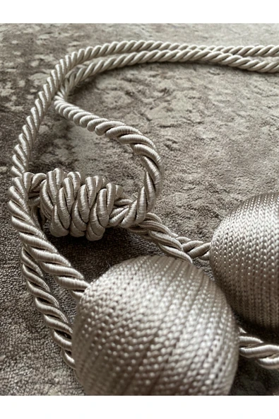 MMTHOME Modern Sarım 4 Toplu Braçol Kornişe Takmatik Ipli Tavan Perde Aksesuarı Vizon - Resim 3