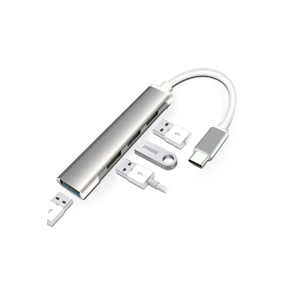 TYPE-C TO USB HUB 4 PORT ÇOKLAYICI MACBOOK İLE UYUMLU ÇOĞALTICI - Resim 2