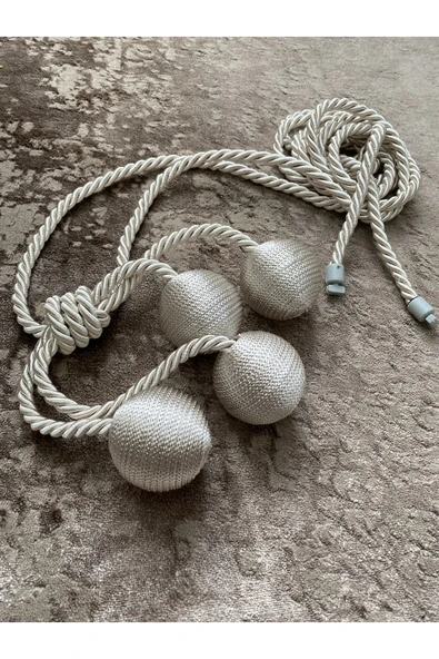 MMTHOME Modern Sarım 4 Toplu Braçol Kornişe Takmatik Ipli Tavan Perde Aksesuarı Bej - Resim 4