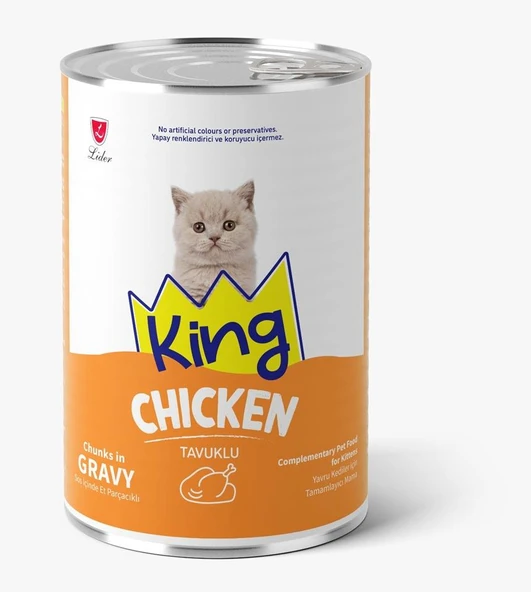 King Et Parçacıklı Tavuklu Yavru Kedi Konserve 400 Gr ürün görseli