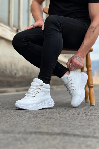 Wagoon WG035 Beyaz Yüksek Taban Yarım Bilek Bot - Resim 3