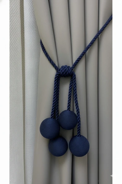 MMTHOME Modern Sarım 4 Toplu Braçol Kornişe Takmatik Ipli Tavan Perde Aksesuarı Lacivert ürün görseli 1