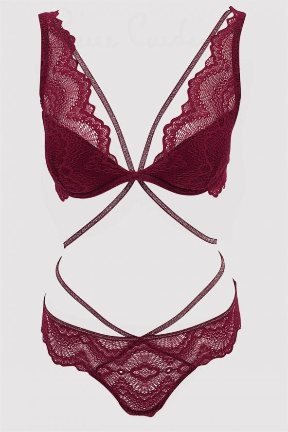 Pierre Cardin 4730 Robinetta Balenli Bralet Sütyen Takım - Bordo - 4