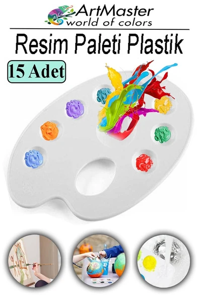Resim Paleti 15 Adet Plastik Boyama Paleti Godeli Ressam Paleti Akrilik Boya Guaj Boya Suluboya Resim Yapma Boya Paleti ürün görseli