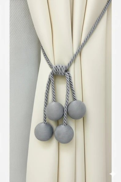 MMTHOME Modern Sarım 4 Toplu Braçol Kornişe Takmatik Ipli Tavan Perde Aksesuarı Gri ürün görseli 1