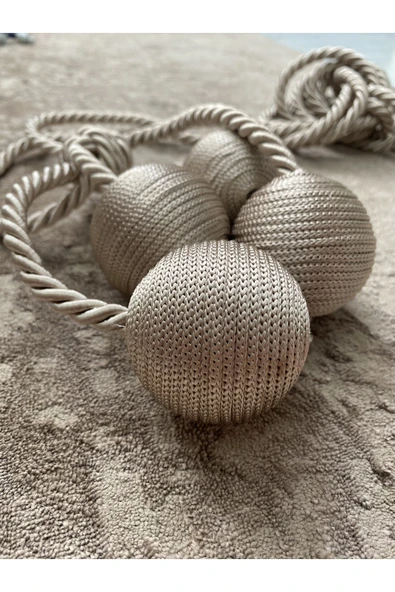 MMTHOME Modern Sarım 4 Toplu Braçol Kornişe Takmatik Ipli Tavan Perde Aksesuarı Vizon - Resim 2