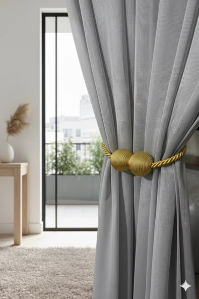 MMTHOME Mıknatıslı Perde Bağlama Aparat Aksesuarı Braçol Gold (1 Adet) ürün görseli 1