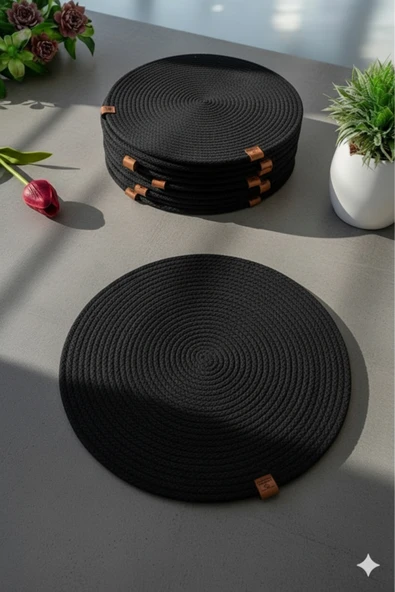 MMTHOME Amerikan Servis Runner 6 Lı Sunum Supla Çeyiz Takımı Örgü Tabak Altı Yanmaz - Resim 3