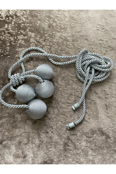 MMTHOME Modern Sarım 4 Toplu Braçol Kornişe Takmatik Ipli Tavan Perde Aksesuarı Gri - Resim 5