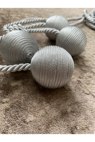 MMTHOME Modern Sarım 4 Toplu Braçol Kornişe Takmatik Ipli Tavan Perde Aksesuarı Gri - Resim 3