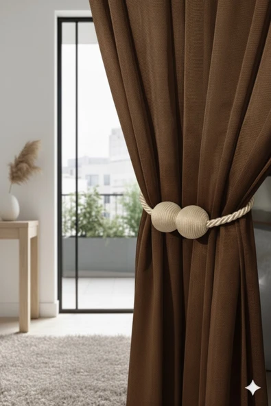 MMTHOME Mıknatıslı Perde Bağlama Aparat Aksesuarı Braçol Bej (1 Adet) ürün görseli 1