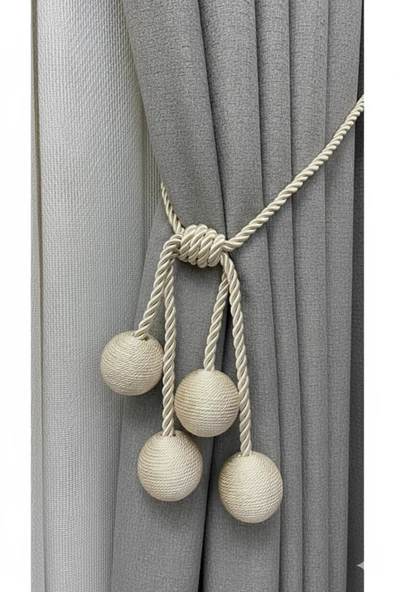 MMTHOME Modern Sarım 4 Toplu Braçol Kornişe Takmatik Ipli Tavan Perde Aksesuarı Bej ürün görseli 1