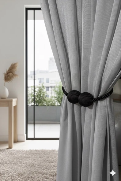 MMTHOME Mıknatıslı Perde Bağlama Aparat Aksesuarı Braçol Siyah(1 Adet) ürün görseli 1