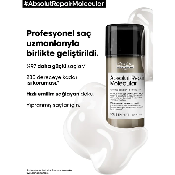 Serie Expert Absolut Repair Molecular Durulanmayan Saç Bakım Maskesi 100ml - Resim 2