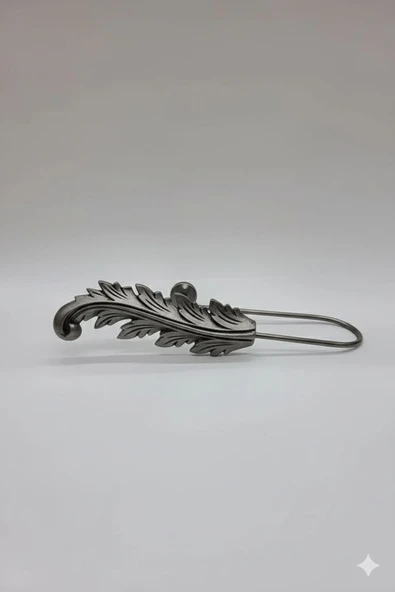 MMTHOME Fon Perde Toplayıcı Yaprak Renso 2 Adet 1sağ-1sol Gümüş - Resim 3