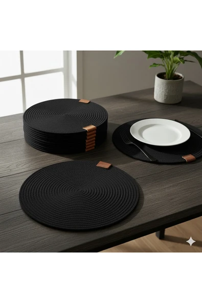 MMTHOME Amerikan Servis Runner 6 Lı Sunum Supla Çeyiz Takımı Örgü Tabak Altı Yanmaz ürün görseli 1