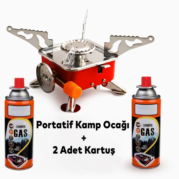 Kamp Ocağı + 2 Adet 400ml Kartuş Taşınabilir Mini Tek Gözlü Portatif Kendinden Manyetolu Ocak ürün görseli