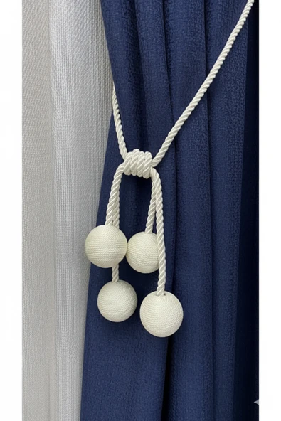 MMTHOME Modern Sarım 4 Toplu Braçol Kornişe Takmatik Ipli Tavan Perde Aksesuarı Krem ürün görseli 1