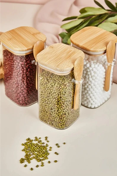 KAVANOZ BAMBU KAŞIKLI 500 ML ürün görseli 1