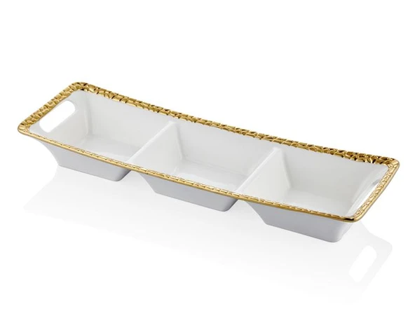 La Medore Mesh Beyaz Gold  3lu Cerezlık  46x15x6,2  Cm ürün görseli