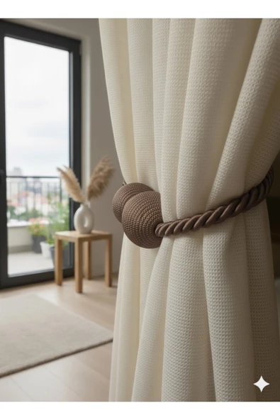 MMTHOME Mıknatıslı Perde Bağlama Aparat Aksesuarı Braçol Vizon (1 Adet) - Resim 2