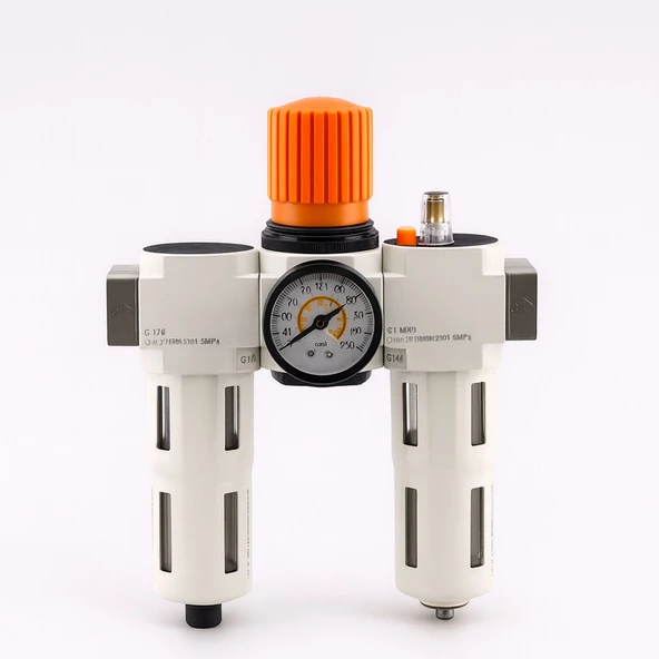 Yüksek Kapasite Üçlü Şartlandırıcı 1/2'' Pnömatik Kompresör Hava Filtre Regülatör Yağlayıcı FRL Seti - Resim 3