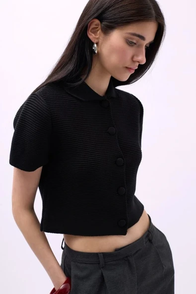 Bebe Yaka Düğmeli Bluz - Resim 5