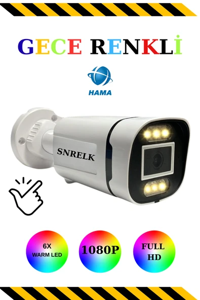 SNRELK GECE RENKLİ 6X LED WARM LIGHT GENİŞ AÇI GÜVENLİK KAMERASI ürün görseli