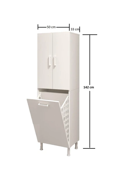 AZZURİ Home Infinity Kirli Çamaşır Sepetli Banyo Kiler Oyuncak Çok Amaçlı Dolap Azr-1010 - Resim 5