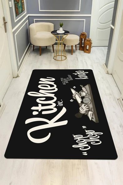 Kitchen Desenli Dijital Baskı Kaymaz Taban Mutfak Halısı H0033 Renkli 80 X 150 - Resim 2