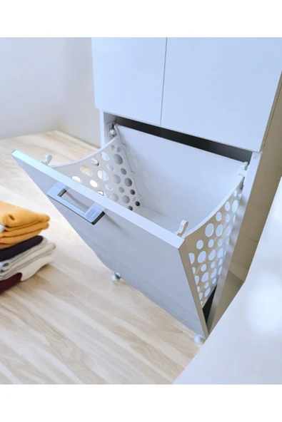AZZURİ Home Infinity Kirli Çamaşır Sepetli Banyo Kiler Oyuncak Çok Amaçlı Dolap Azr-1010 - Resim 3