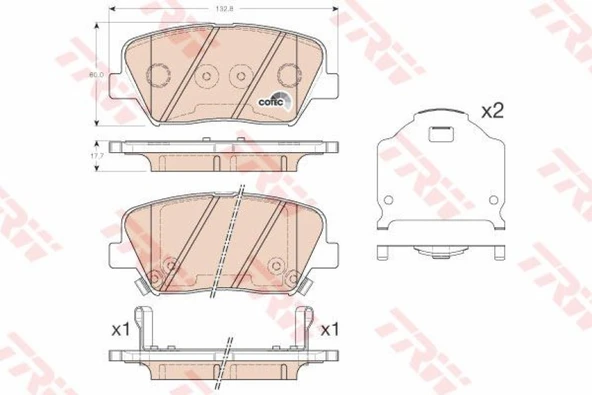 Hyundaı On Fren Balatası Hyundaı Elantra 2011-> Elantra 2016-> İ30 2011->  Kia Optıma 2012-> Cerato 2015-> C - Trw Gdb3549 ürün görseli