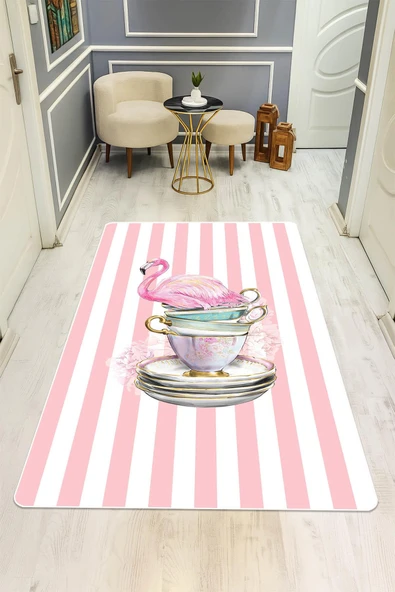 Flamingo Desenli Dijital Baskı Kaymaz Taban Mutfak Halısı H0049 Renkli 180 X 280 - Resim 2