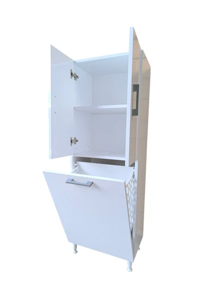 AZZURİ Home Infinity Kirli Çamaşır Sepetli Banyo Kiler Oyuncak Çok Amaçlı Dolap Azr-1010 - Resim 4