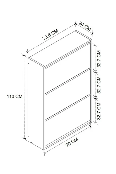AZZURİ Aylin Düşer 3 Kapaklı 6 Gözlü Beyaz Duvara Monte Edilebilir Ayakkabılık Meşe - Resim 4
