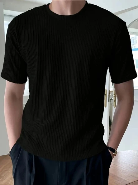 Erkek Kısa Kollu Bisiklet Yaka Triko Bluz - Resim 6