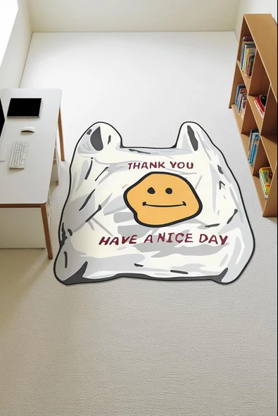 Emojili Poşet Lazer Kesim Dijital Baskı Kaymaz Taban Halı H1020 RENKLİ 200 X 200 ürün görseli