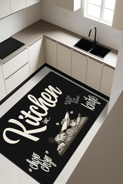 Kitchen Desenli Dijital Baskı Kaymaz Taban Mutfak Halısı H0033 Renkli 80 X 150 ürün görseli